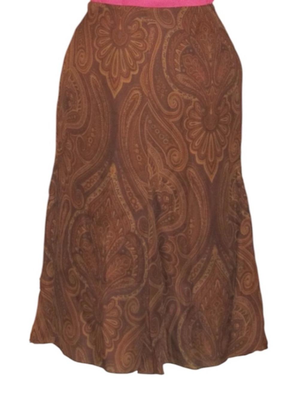 Ralph Lauren | Silk Mocha Paisley Skirt